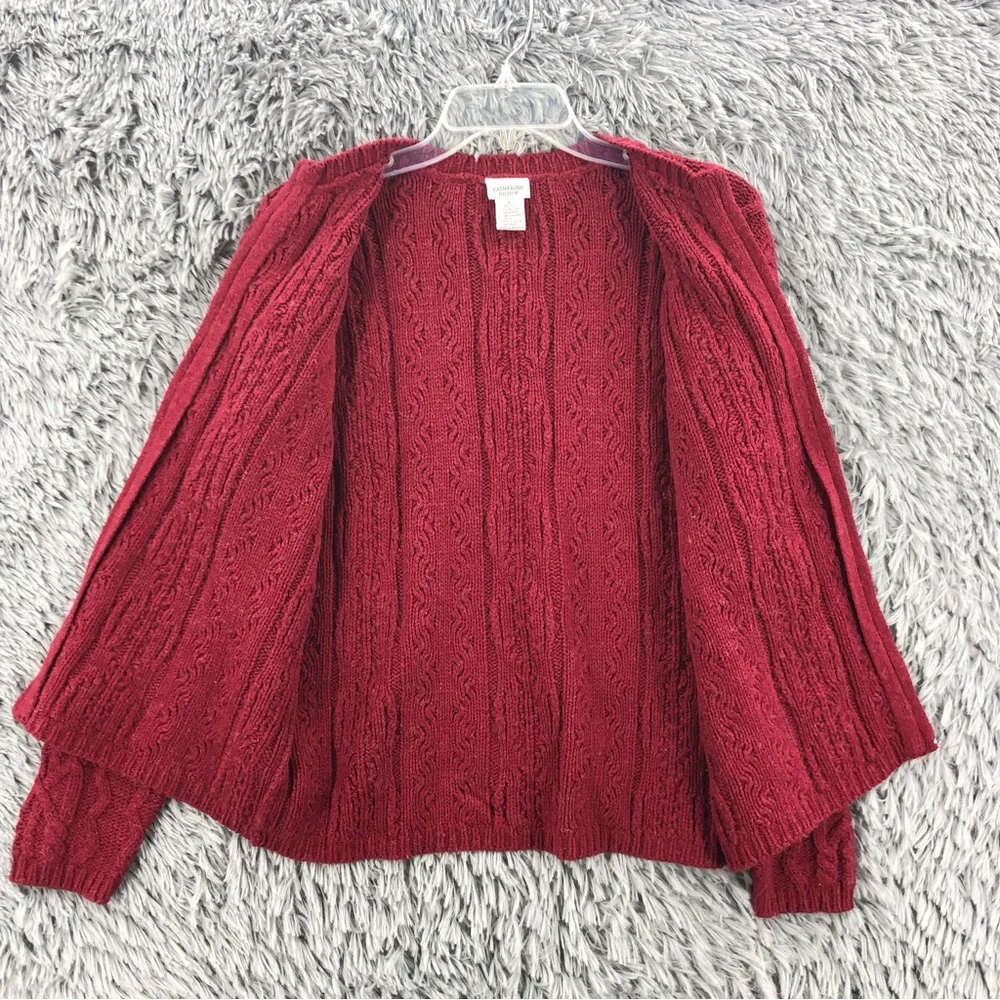 Katherine Bishop Cardigan Sweater Small Cable Knit Silk Angora Rabbit Wool Blend